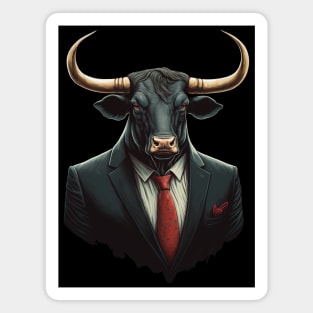 Taurus Bull in Black Suit ready for Business Magnet